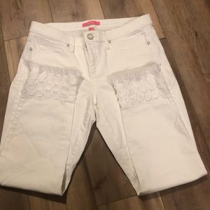 Lilly Pulitzer Raw Hem Decorative Leg Bottoms White Capris Size 14